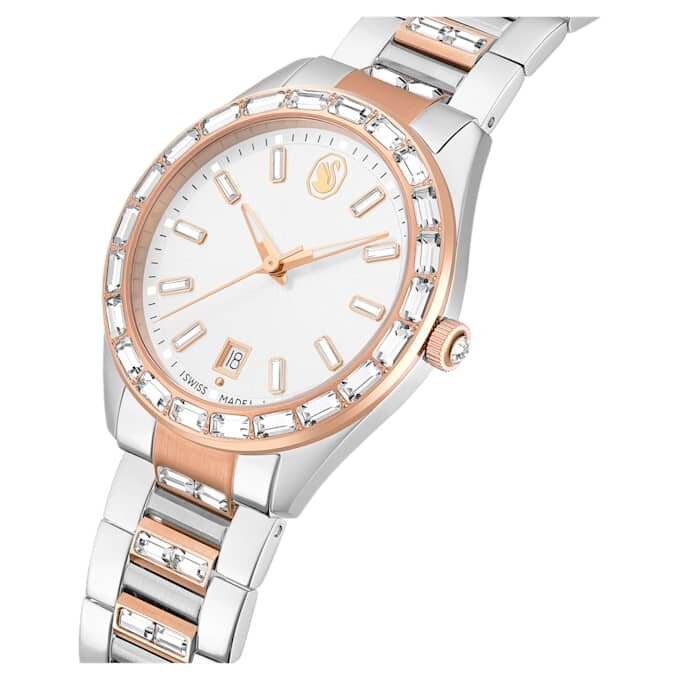 Matrix Date Watch Swiss Made, Metal Bracelet, Rose Gold Tone, Mixed Metal Finish Matrix Date Watch Swiss Made, Metal Bracelet, Rose Gold Tone, Mixed Metal Finish