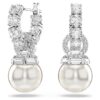 Matrix Drop Earrings Crystal Pearl, Round Cut, White, Rhodium Plated Matrix Drop Earrings Crystal Pearl, Round Cut, White, Rhodium Plated