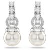 Matrix Drop Earrings Crystal Pearl, Round Cut, White, Rhodium Plated Matrix Drop Earrings Crystal Pearl, Round Cut, White, Rhodium Plated