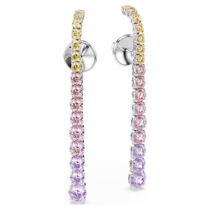 Matrix Drop Earrings Gradient of Round Cuts, Multicolored, Rhodium Plated Matrix Drop Earrings Gradient of Round Cuts, Multicolored, Rhodium Plated