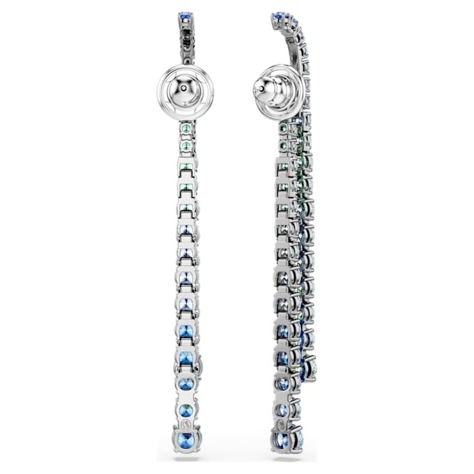 Matrix Drop Earrings Gradient of Round Cuts, Multicolored, Ruthenium Plated Matrix Drop Earrings Gradient of Round Cuts, Multicolored, Ruthenium Plated