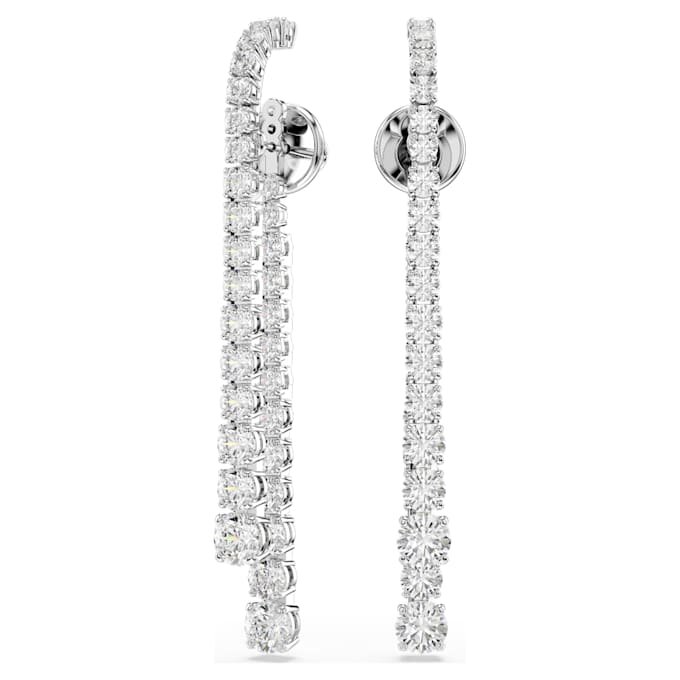 Matrix Drop Earrings Gradient of Round Cuts, White, Rhodium Plated Matrix Drop Earrings Gradient of Round Cuts, White, Rhodium Plated