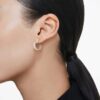 Matrix Hoop Earrings Baguette Cut, Heart, Small, White, Gold-Tone Plated Matrix Hoop Earrings Baguette Cut, Heart, Small, White, Gold-Tone Plated