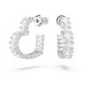 Matrix Hoop Earrings Baguette Cut, Heart, Small, White, Rhodium Plated Matrix Hoop Earrings Baguette Cut, Heart, Small, White, Rhodium Plated