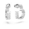 Matrix Hoop Earrings Baguette Cut, Heart, Small, White, Rhodium Plated Matrix Hoop Earrings Baguette Cut, Heart, Small, White, Rhodium Plated