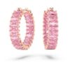 Matrix Hoop Earrings Baguette Cut, Pink, Rose Gold-Tone Plated Matrix Hoop Earrings Baguette Cut, Pink, Rose Gold-Tone Plated