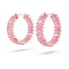 Matrix Hoop Earrings Baguette Cut, Pink, Rose Gold-Tone Plated Matrix Hoop Earrings Baguette Cut, Pink, Rose Gold-Tone Plated
