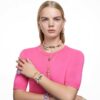 Matrix Hoop Earrings Baguette Cut, Pink, Rose Gold-Tone Plated Matrix Hoop Earrings Baguette Cut, Pink, Rose Gold-Tone Plated
