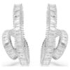 Matrix Hoop Earrings Baguette Cut, Ribbon, White, Rhodium Plated Matrix Hoop Earrings Baguette Cut, Ribbon, White, Rhodium Plated