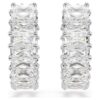 Matrix Hoop Earrings Baguette Cut, White, Rhodium Plated