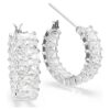 Matrix Hoop Earrings Baguette Cut, White, Rhodium Plated