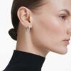 Matrix Hoop Earrings Crystal Pearl, Round Cut, White, Rhodium Plated Matrix Hoop Earrings Crystal Pearl, Round Cut, White, Rhodium Plated