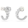 Matrix Hoop Earrings Crystal Pearl, Round Cut, White, Rhodium Plated Matrix Hoop Earrings Crystal Pearl, Round Cut, White, Rhodium Plated