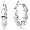 Matrix Hoop Earrings Crystal Pearl, Round Cut, White, Rhodium Plated Matrix Hoop Earrings Crystal Pearl, Round Cut, White, Rhodium Plated