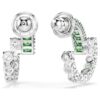 Matrix Hoop Earrings Mixed Cuts, Green, Rhodium Plated Matrix Hoop Earrings Mixed Cuts, Green, Rhodium Plated