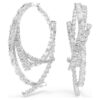 Matrix Hoop Earrings Mixed Cuts, White, Rhodium Plated Matrix Hoop Earrings Mixed Cuts, White, Rhodium Plated