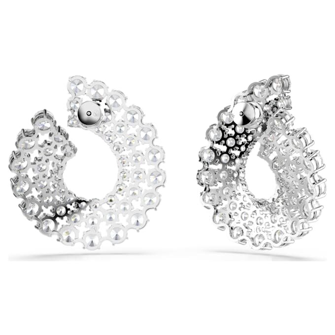 Matrix Hoop Earrings Mixed Round Cuts, White, Rhodium Plated Matrix Hoop Earrings Mixed Round Cuts, White, Rhodium Plated