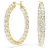 Matrix Hoop Earrings Round Cut, White, Gold-Tone Plated Matrix Hoop Earrings Round Cut, White, Gold-Tone Plated