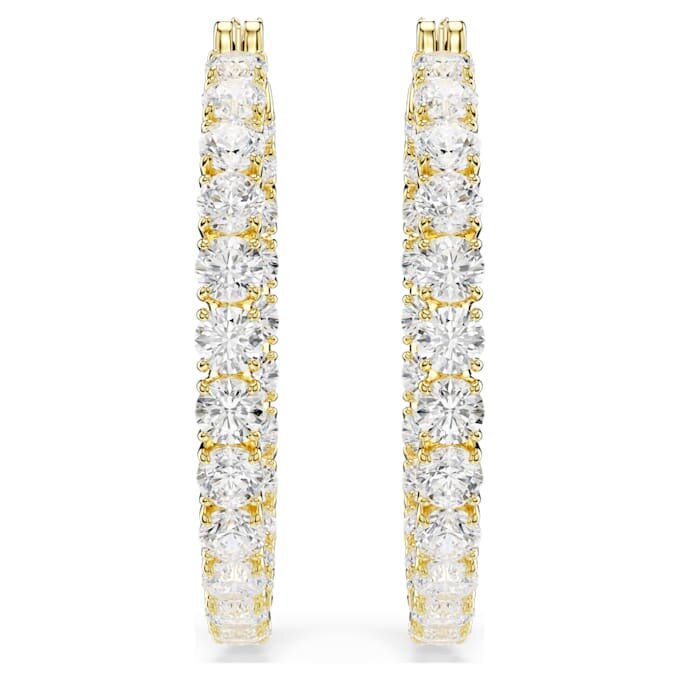 Matrix Hoop Earrings Round Cut, White, Gold-Tone Plated Matrix Hoop Earrings Round Cut, White, Gold-Tone Plated