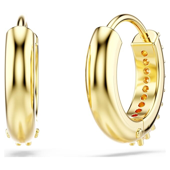 Matrix Hoop Earrings Round Cut, White, Gold-Tone Plated Matrix Hoop Earrings Round Cut, White, Gold-Tone Plated