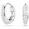 Matrix Hoop Earrings Round Cut, White, Rhodium Plated Matrix Hoop Earrings Round Cut, White, Rhodium Plated