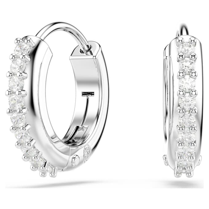 Matrix Hoop Earrings Round Cut, White, Rhodium Plated Matrix Hoop Earrings Round Cut, White, Rhodium Plated