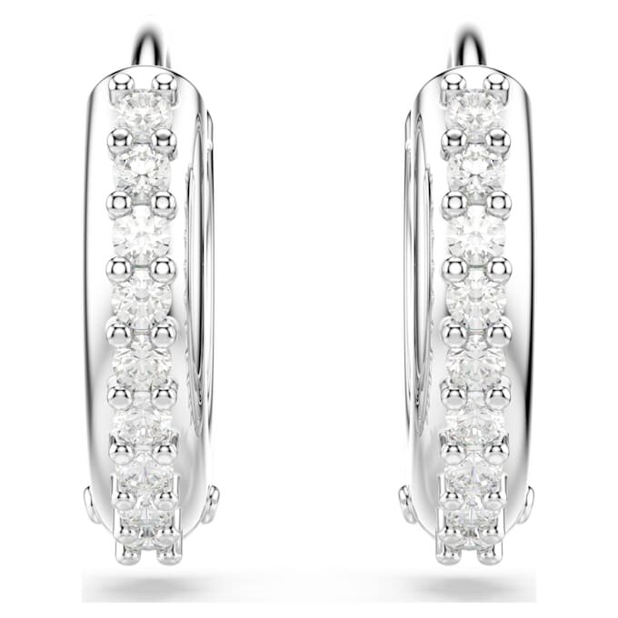 Matrix Hoop Earrings Round Cut, White, Rhodium Plated Matrix Hoop Earrings Round Cut, White, Rhodium Plated