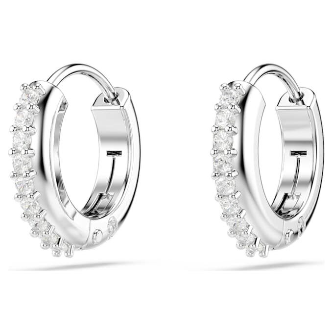 Matrix Hoop Earrings Round Cut, White, Rhodium Plated Matrix Hoop Earrings Round Cut, White, Rhodium Plated