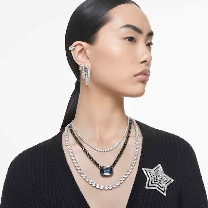 Matrix Hoop Earrings White, Rhodium Plated Matrix Hoop Earrings White, Rhodium Plated