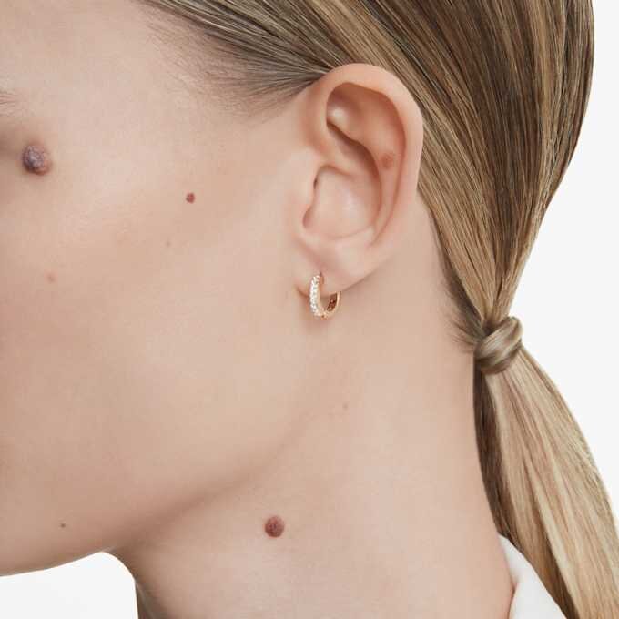 Matrix Hoop Earrings Round Cut, White, Rose Gold-Tone Plated Matrix Hoop Earrings Round Cut, White, Rose Gold-Tone Plated