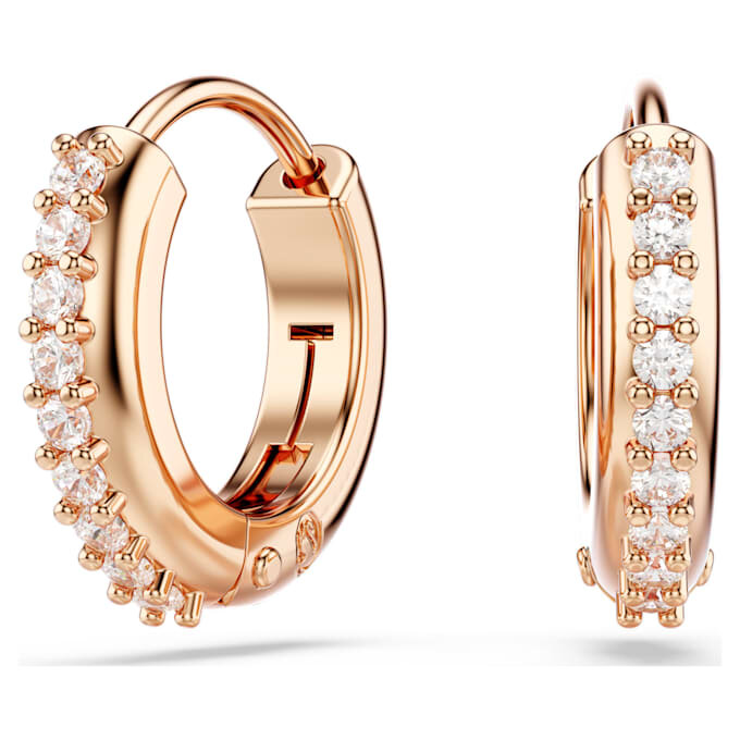 Matrix Hoop Earrings Round Cut, White, Rose Gold-Tone Plated Matrix Hoop Earrings Round Cut, White, Rose Gold-Tone Plated