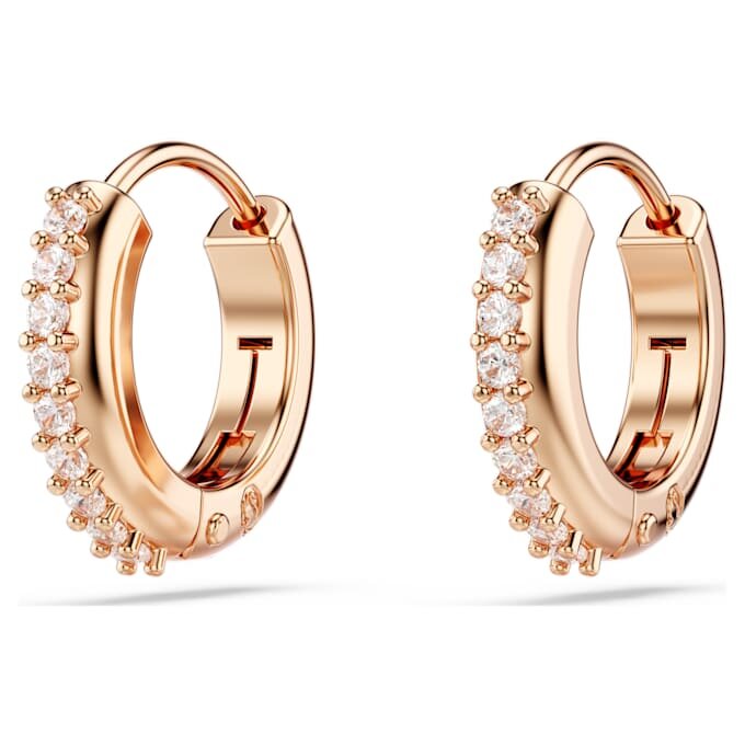 Matrix Hoop Earrings Round Cut, White, Rose Gold-Tone Plated Matrix Hoop Earrings Round Cut, White, Rose Gold-Tone Plated