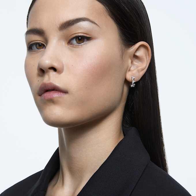 Matrix Hoop Earrings White, Rhodium Plated Matrix Hoop Earrings White, Rhodium Plated
