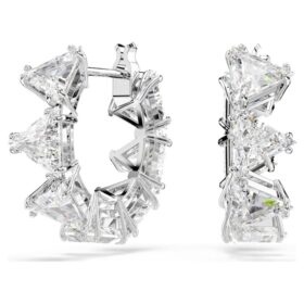 Matrix Hoop Earrings White, Rhodium Plated