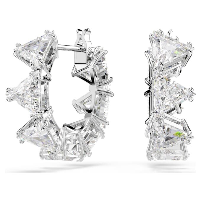 Matrix Hoop Earrings White, Rhodium Plated Matrix Hoop Earrings White, Rhodium Plated