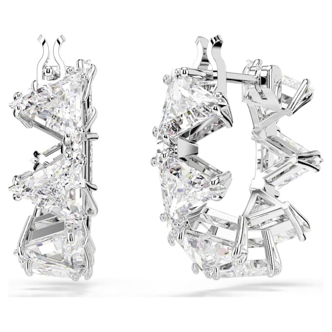 Matrix Hoop Earrings White, Rhodium Plated Matrix Hoop Earrings White, Rhodium Plated