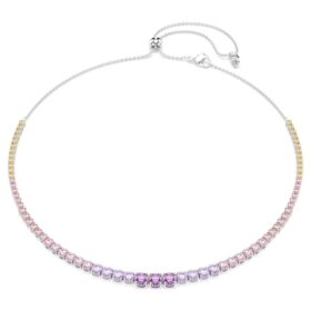 Matrix Necklace Gradient of Round Cuts, Multicolored, Rhodium Plated