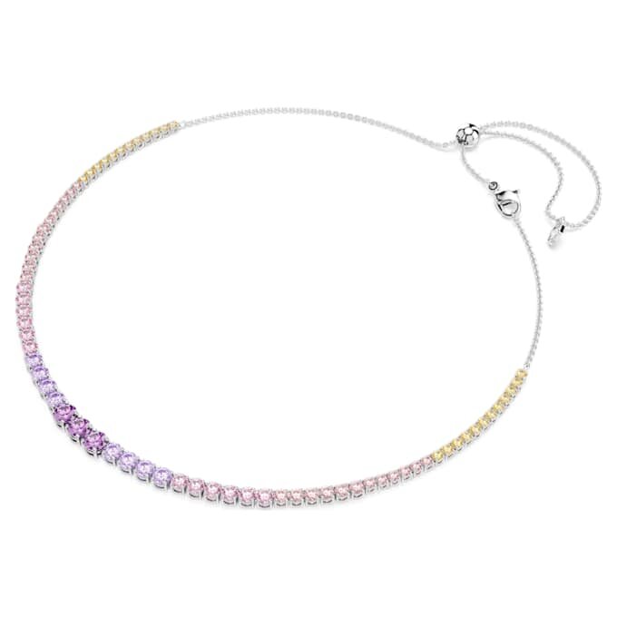 Matrix Necklace Gradient of Round Cuts, Multicolored, Rhodium Plated Matrix Necklace Gradient of Round Cuts, Multicolored, Rhodium Plated