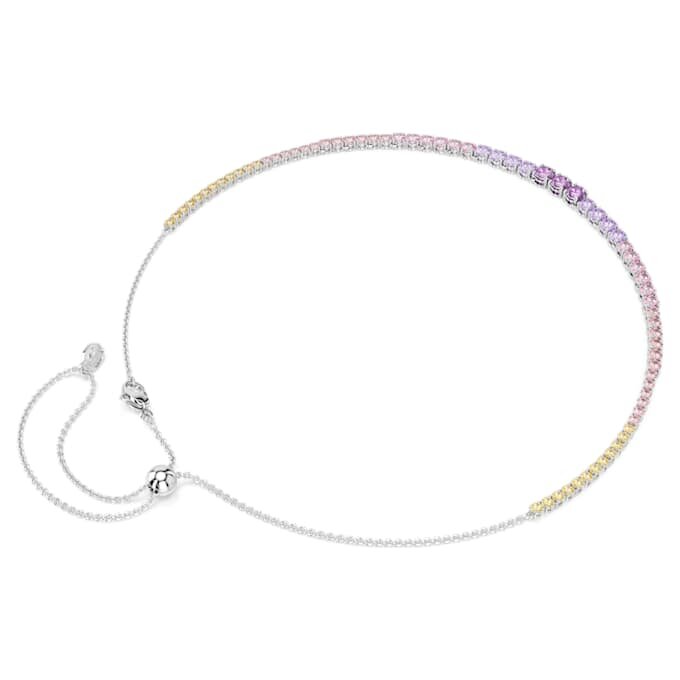 Matrix Necklace Gradient of Round Cuts, Multicolored, Rhodium Plated Matrix Necklace Gradient of Round Cuts, Multicolored, Rhodium Plated