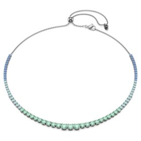 Matrix Necklace Gradient of Round Cuts, Multicolored, Ruthenium Plated