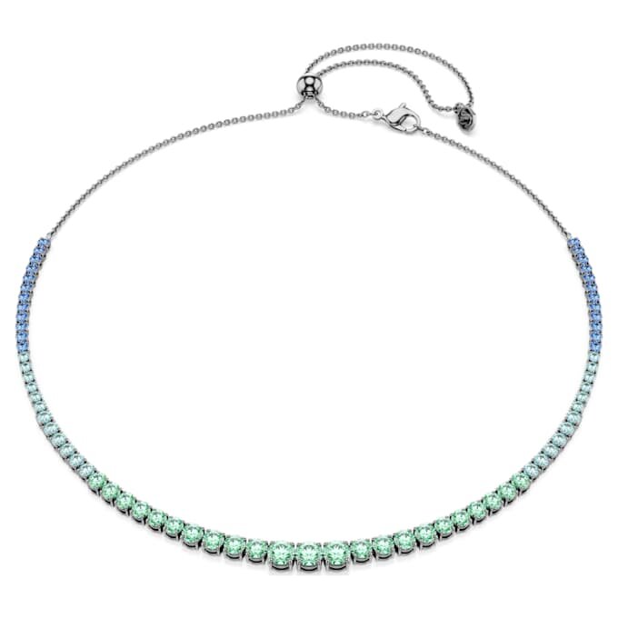 Matrix Necklace Gradient of Round Cuts, Multicolored, Ruthenium Plated Matrix Necklace Gradient of Round Cuts, Multicolored, Ruthenium Plated