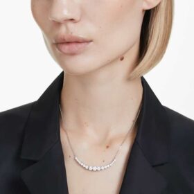 Matrix Necklace Gradient of Round Cuts, White, Rhodium Plated
