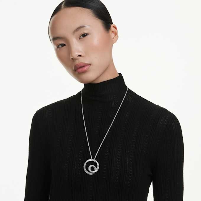 Matrix Pendant Baguette Cut, White, Rhodium Plated Matrix Pendant Baguette Cut, White, Rhodium Plated