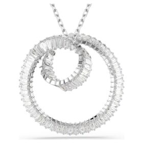 Matrix Pendant Baguette Cut, White, Rhodium Plated