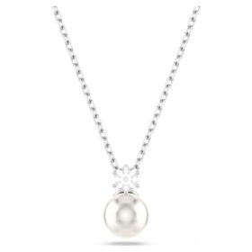 Matrix Pendant Crystal Pearl, Round Cut, White, Rhodium Plated