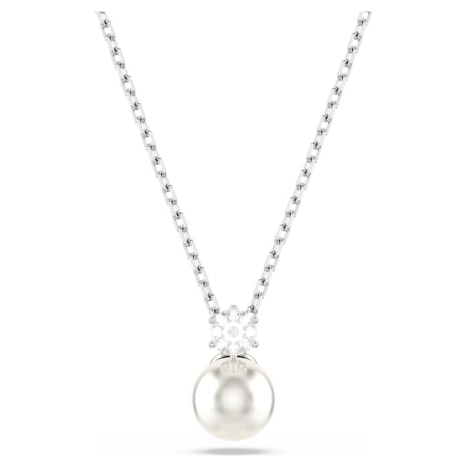Matrix Pendant Crystal Pearl, Round Cut, White, Rhodium Plated Matrix Pendant Crystal Pearl, Round Cut, White, Rhodium Plated