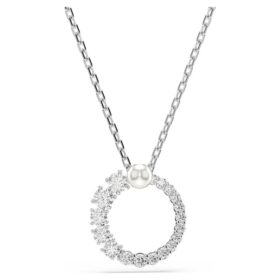 Matrix Pendant Crystal Pearl, Round Cut, White, Rhodium Plated Matrix Pendant Crystal Pearl, Round Cut, White, Rhodium Plated