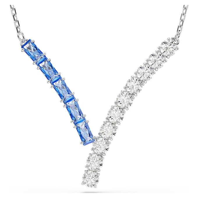 Matrix Pendant Mixed Cuts, Blue, Rhodium Plated Matrix Pendant Mixed Cuts, Blue, Rhodium Plated