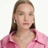 Sublima Earrings Large, White, Rhodium Plated