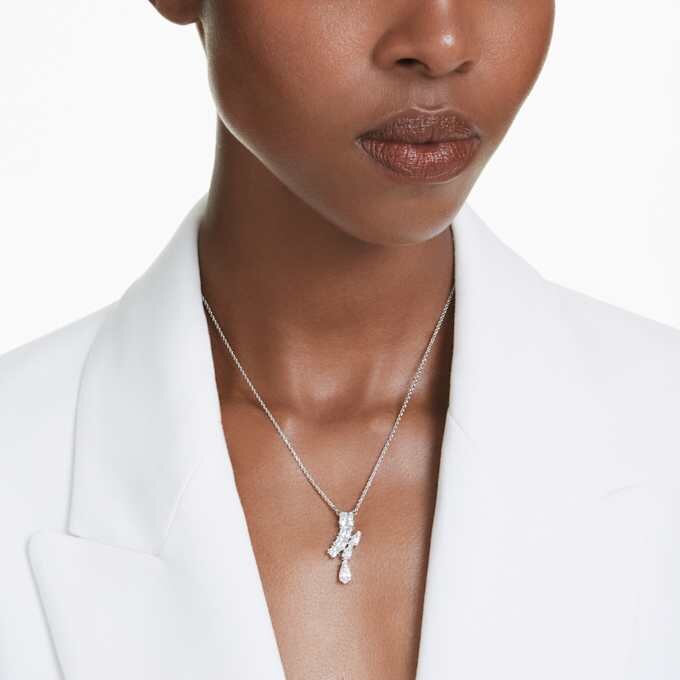 Matrix Pendant Mixed Cuts, White, Rhodium Plated Matrix Pendant Mixed Cuts, White, Rhodium Plated